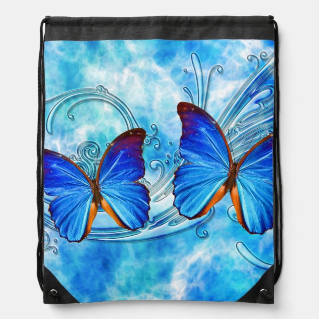 Butterfly Art 37 Drawstring Backpack (Front)