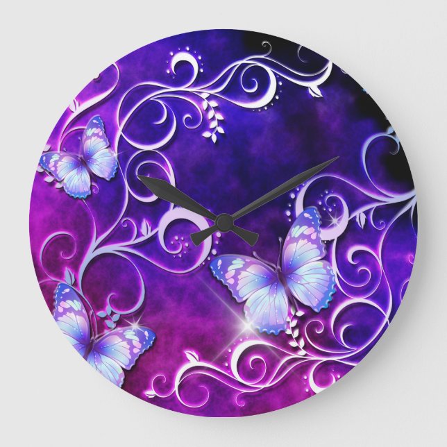 Butterfly Art 3 Wall Clocks & Numeral Options (Front)