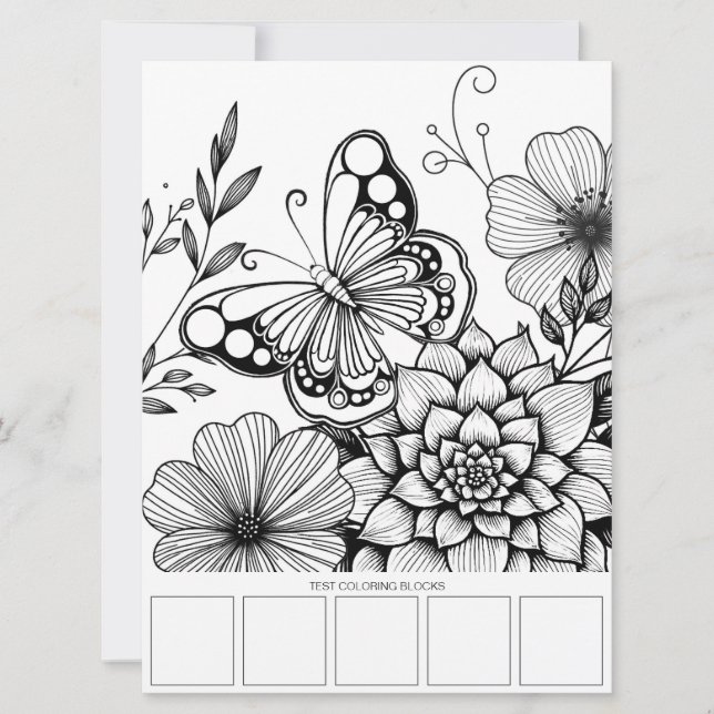 Butterfly Art Adult Coloring Card (Front)