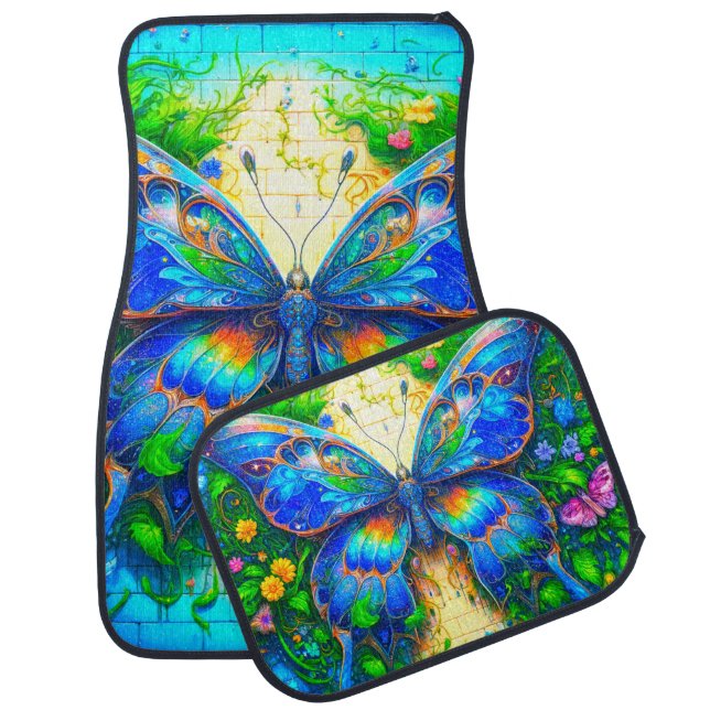 Butterfly Art Car Floor Mat (Set)