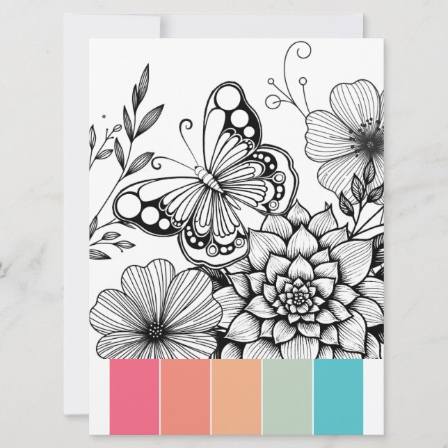 Butterfly Art Card with Color Schemes (Front)