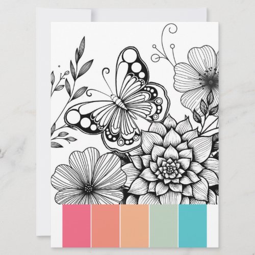 Butterfly Art Card with Color Schemes