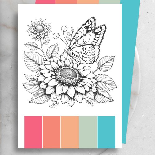Butterfly Art Coloring Cards Therapy Pages