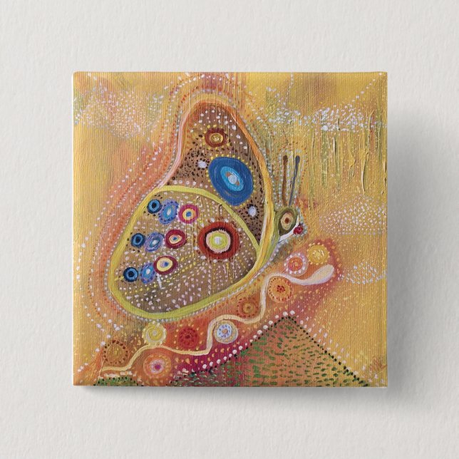 Butterfly Art Drawing Pinback Button (Front)