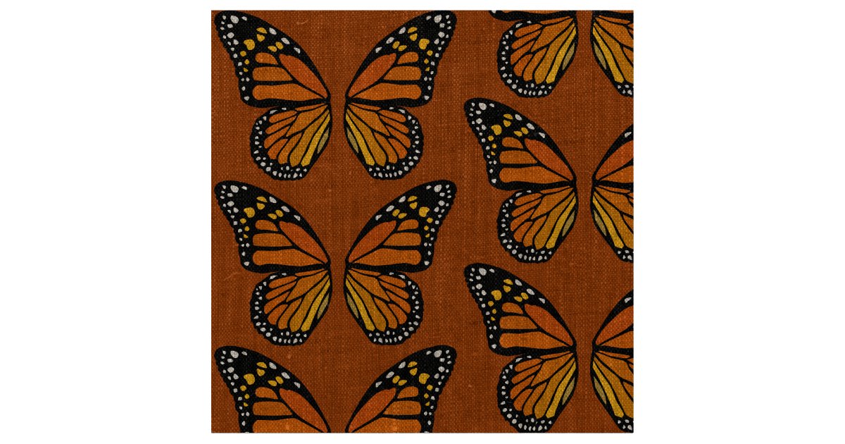 Rainbow Butterflies on Black Fabric By the Yard. Monarch Butterfly