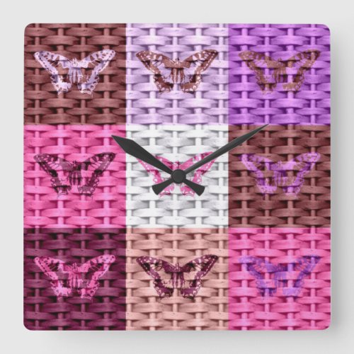 Butterfly Art Graphic Design 2 Square Wall Clock