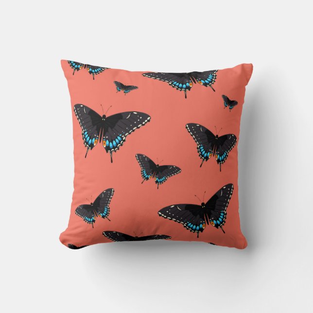 Butterfly Art Monarch Prints Pink Butterfly Transp Throw Pillow (Front)