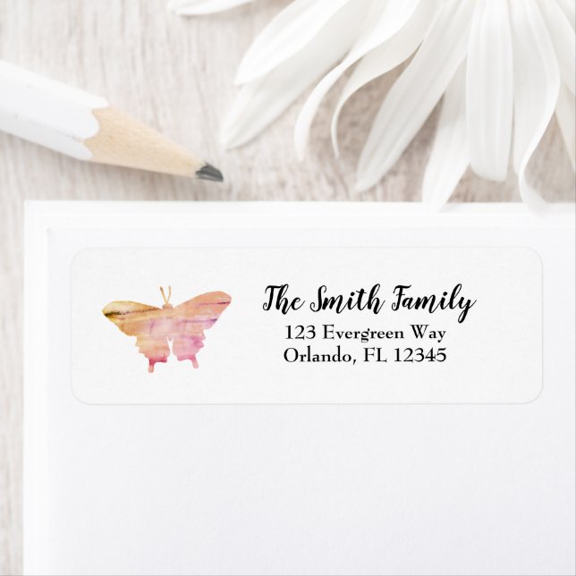 Butterfly Art Nature Painting Return Address  Label (Insitu)