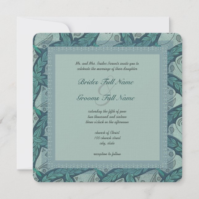 Butterfly Art Nouveau Wedding Invitations (Front)