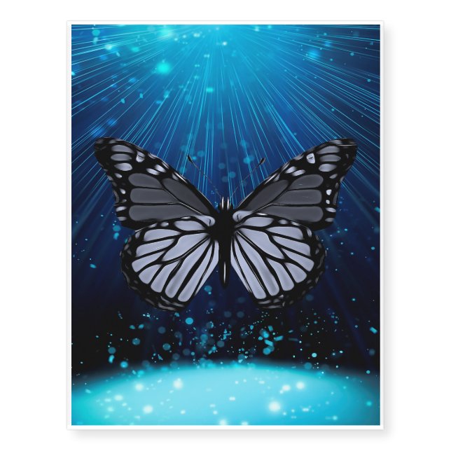 Butterfly Art Outer Space Flying Moon Creature Temporary Tattoos (Front)