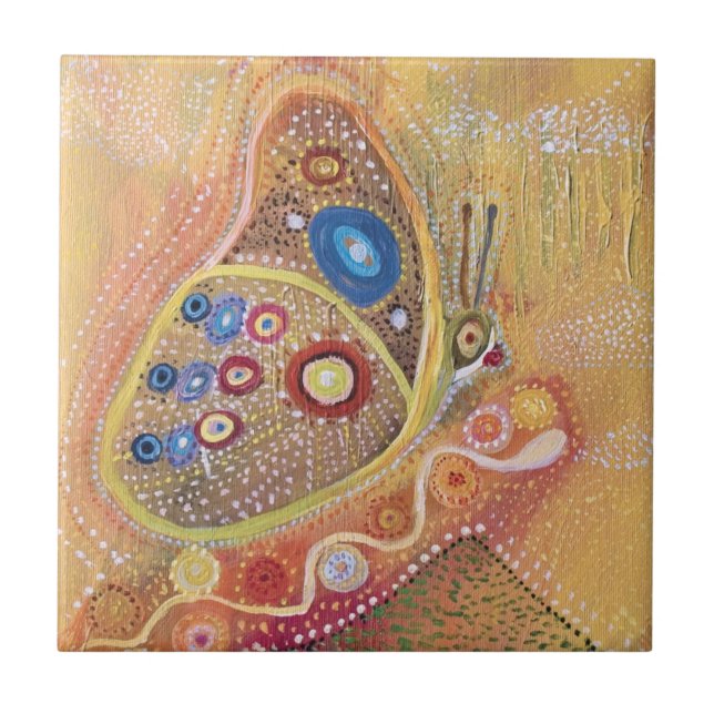 Butterfly Art Painting Ceramic Photo Tile (Front)