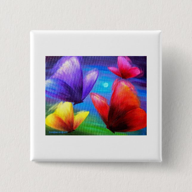 Butterfly Art Painting - Multi Pinback Button (Front)