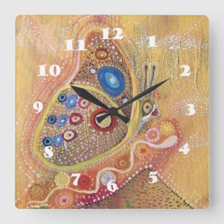 Butterfly Art Painting Square Wall Clock
