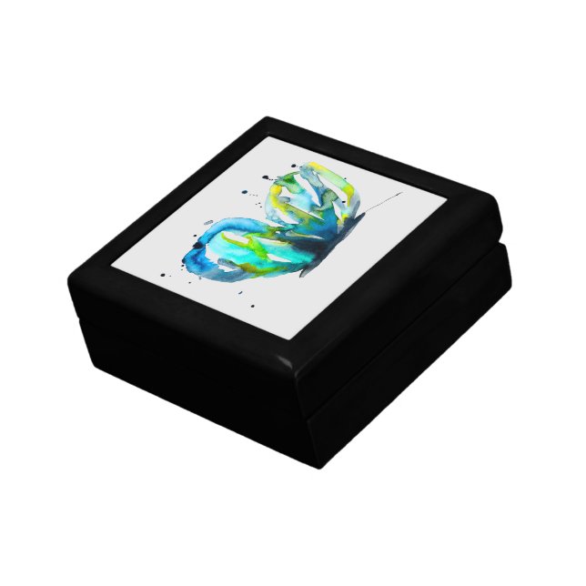 Butterfly art watercolor blue gift box (Side)