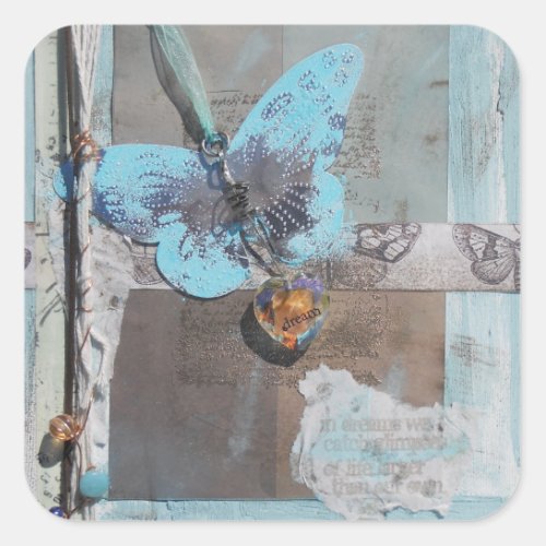 Butterfly Art With Quote Square Sticker