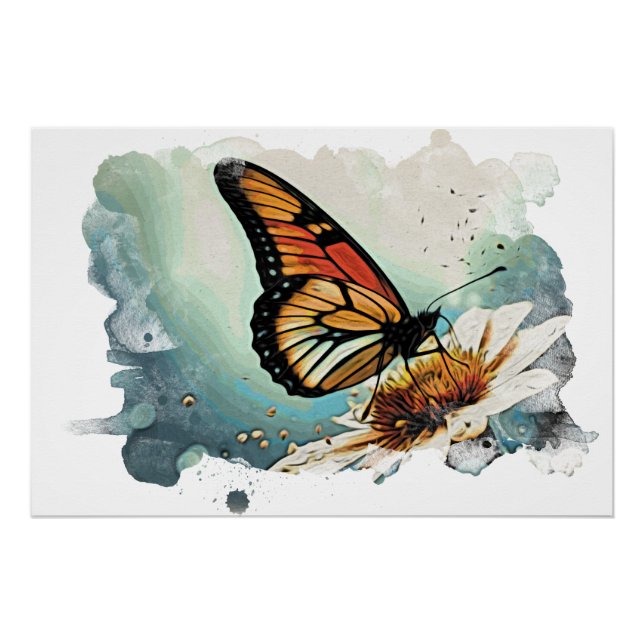 *~* Butterfly Artistic Flower Gift AP52 Poster (Front)