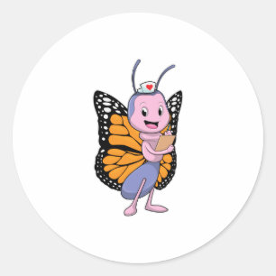 Butterfly as Nurse Classic Round Sticker