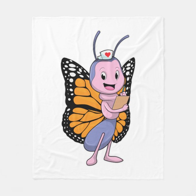 Butterfly as Nurse Fleece Blanket (Front)