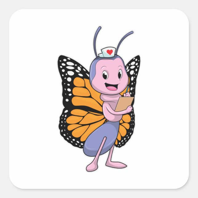 Butterfly as Nurse Square Sticker (Front)