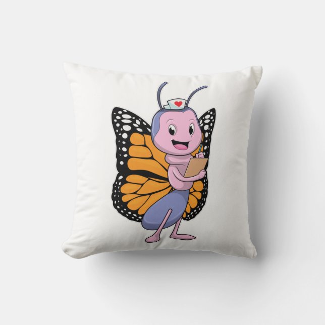 Butterfly as Nurse Throw Pillow (Front)