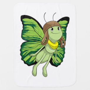 Butterfly as Pilot with Pilot hat Baby Blanket
