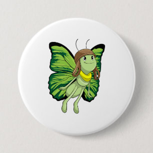 Butterfly as Pilot with Pilot hat Button