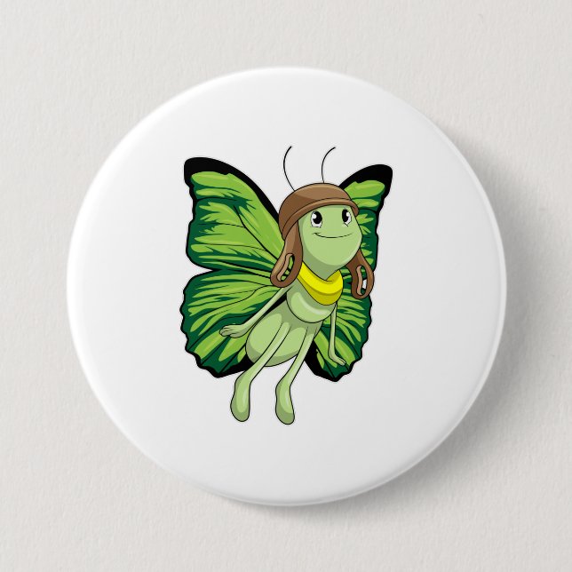 Butterfly as Pilot with Pilot hat Button (Front)
