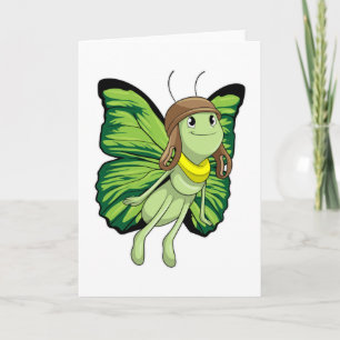 Butterfly as Pilot with Pilot hat Card