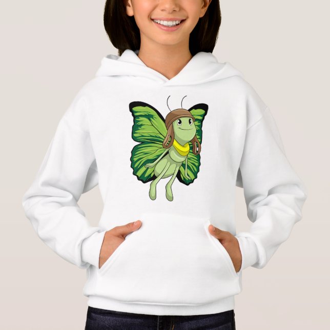Butterfly as Pilot with Pilot hat Hoodie (Front)