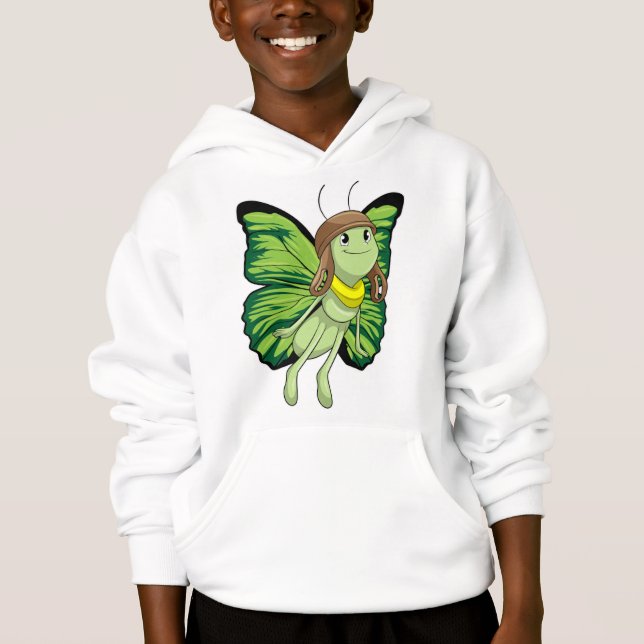 Butterfly as Pilot with Pilot hat Hoodie (Front)
