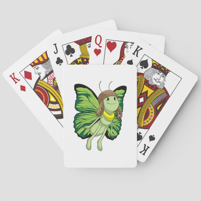 Butterfly as Pilot with Pilot hat Poker Cards (Back)