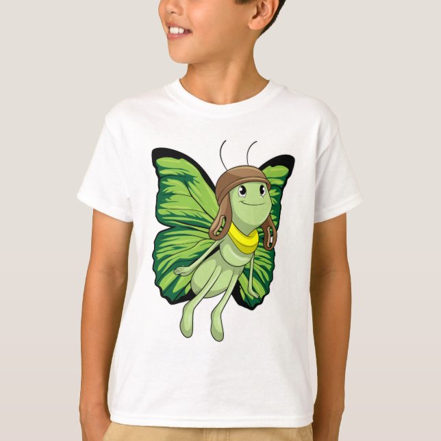 Butterfly as Pilot with Pilot hat T-Shirt (Front)