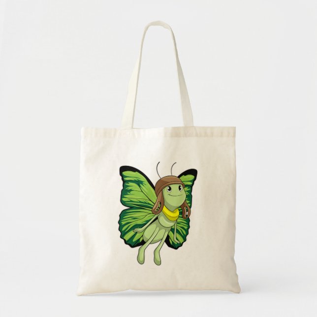Butterfly as Pilot with Pilot hat Tote Bag (Front)