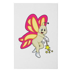 Butterfly as Wizard with Magic wand Faux Canvas Print