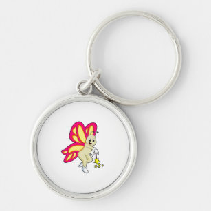 Butterfly as Wizard with Magic wand Keychain