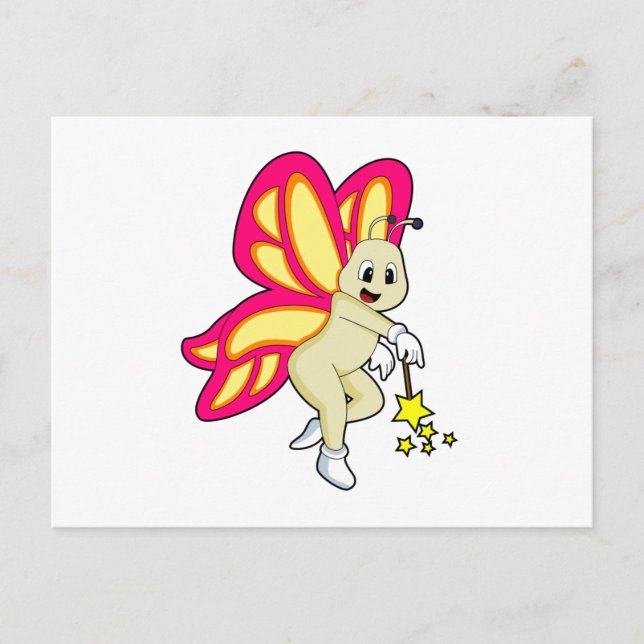 Butterfly as Wizard with Magic wand Postcard (Front)