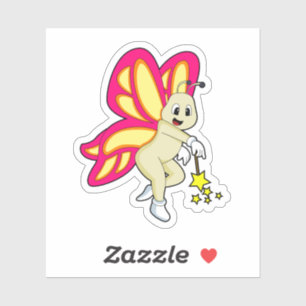 Butterfly as Wizard with Magic wand Sticker
