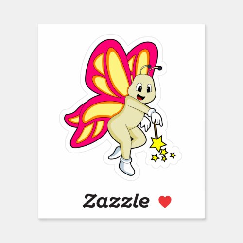 Butterfly as Wizard with Magic wand Sticker