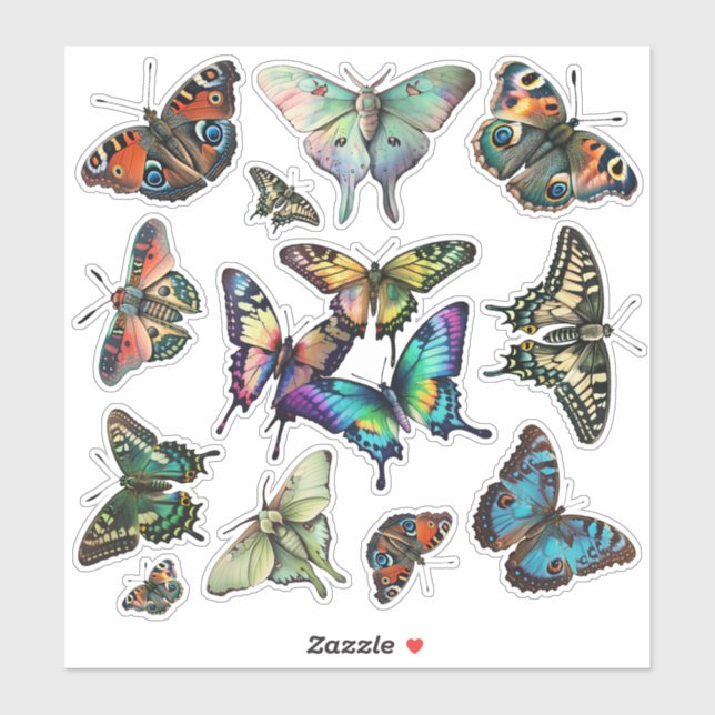 Butterfly Assortment, Monarchs, Swallowtails etc Sticker (Sheet)
