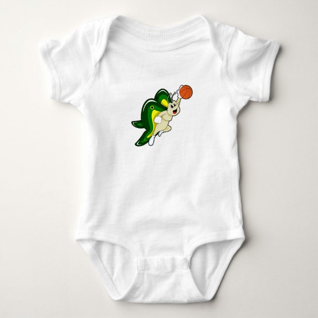 Butterfly at Basketball Sports Baby Bodysuit (Front)