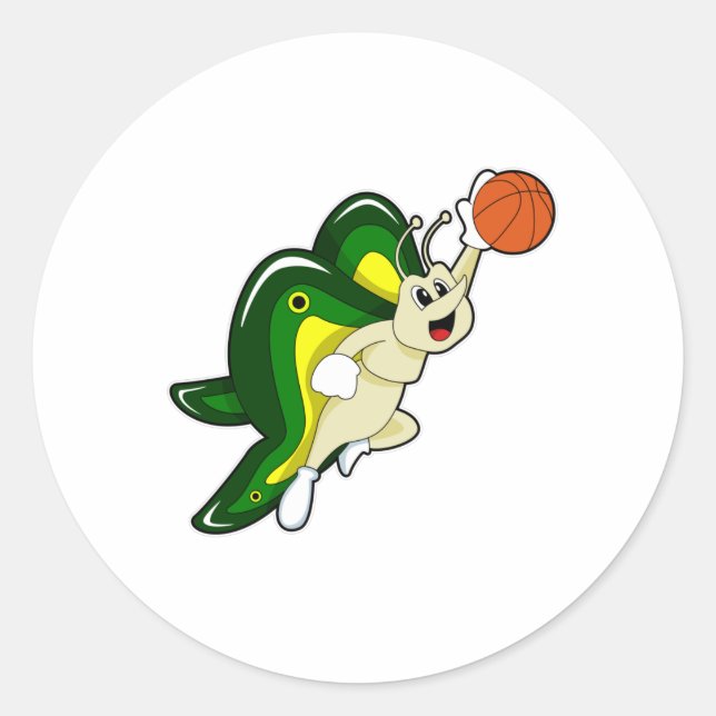 Butterfly at Basketball Sports Classic Round Sticker (Front)