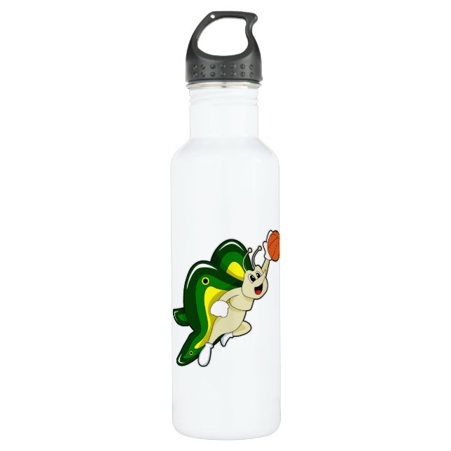 Butterfly at Basketball Sports Stainless Steel Water Bottle (Front)
