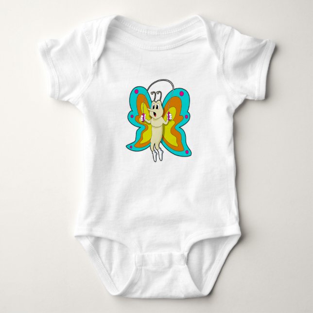 Butterfly at Jumping rope Fitness Baby Bodysuit (Front)