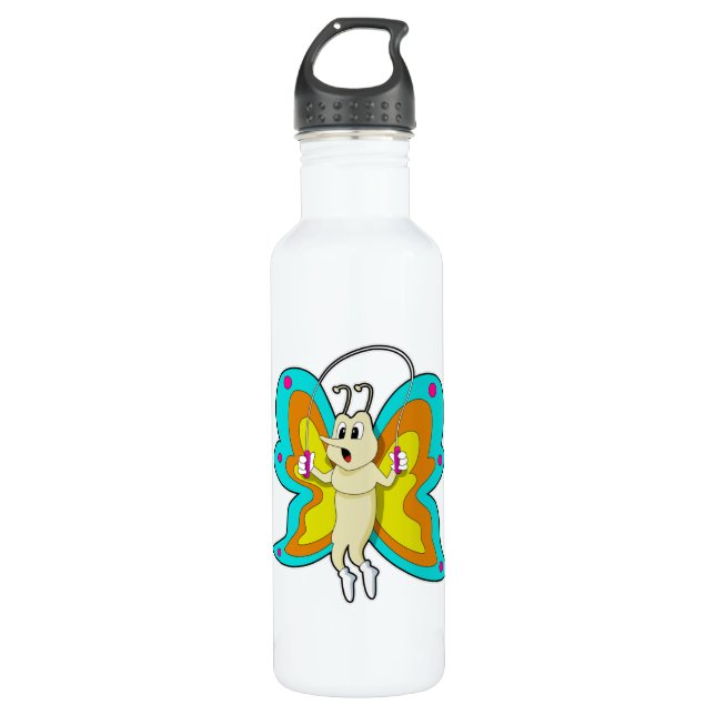 Butterfly at Jumping rope Fitness Stainless Steel Water Bottle (Front)