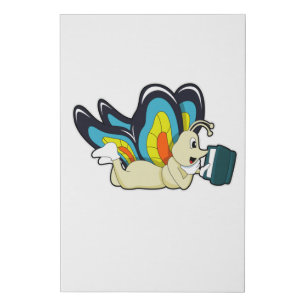 Butterfly at Reading with Book Faux Canvas Print