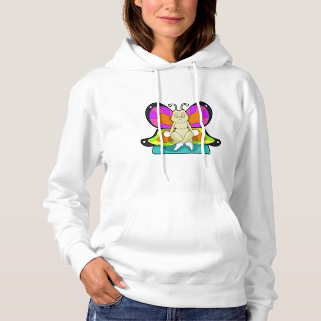 Butterfly at Yoga in Cross-legged Hoodie (Front)
