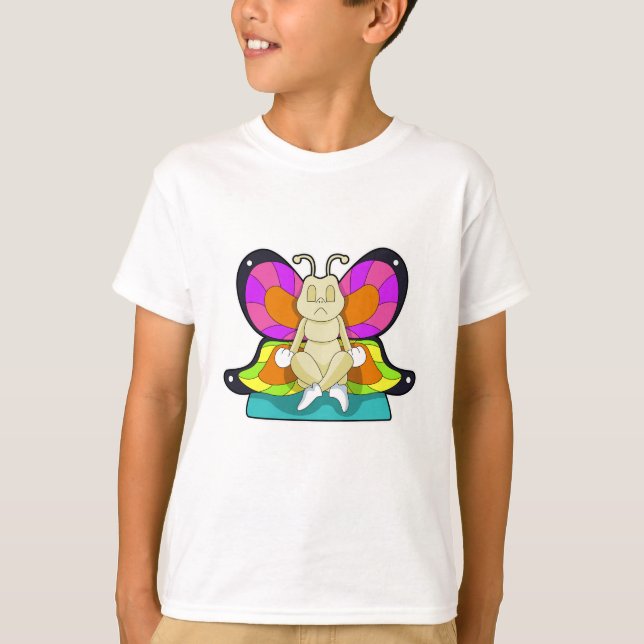 Butterfly at Yoga in Cross-legged T-Shirt (Front)