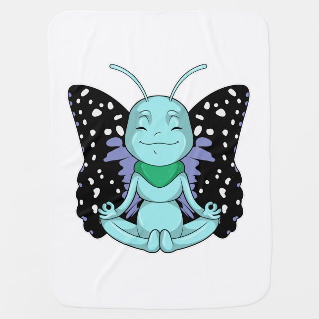Butterfly at Yoga Stretching Legs Baby Blanket (Front)