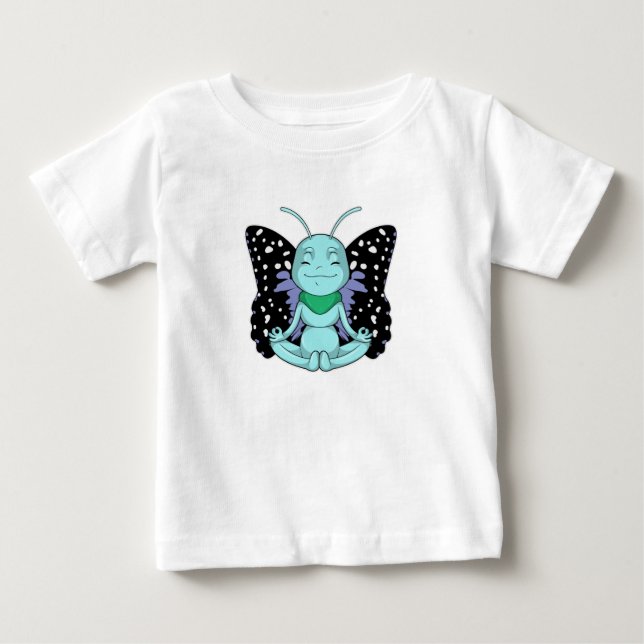 Butterfly at Yoga Stretching Legs Baby T-Shirt (Front)