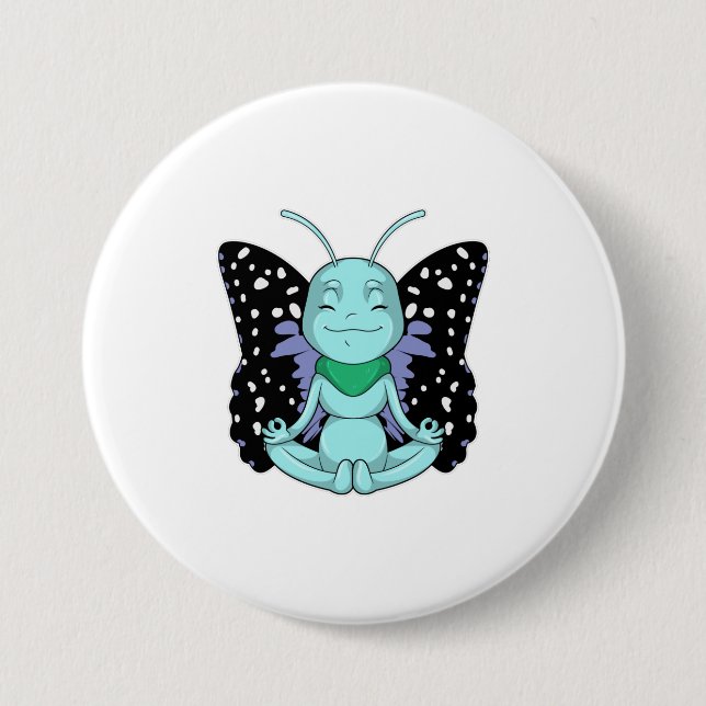 Butterfly at Yoga Stretching Legs Button (Front)
